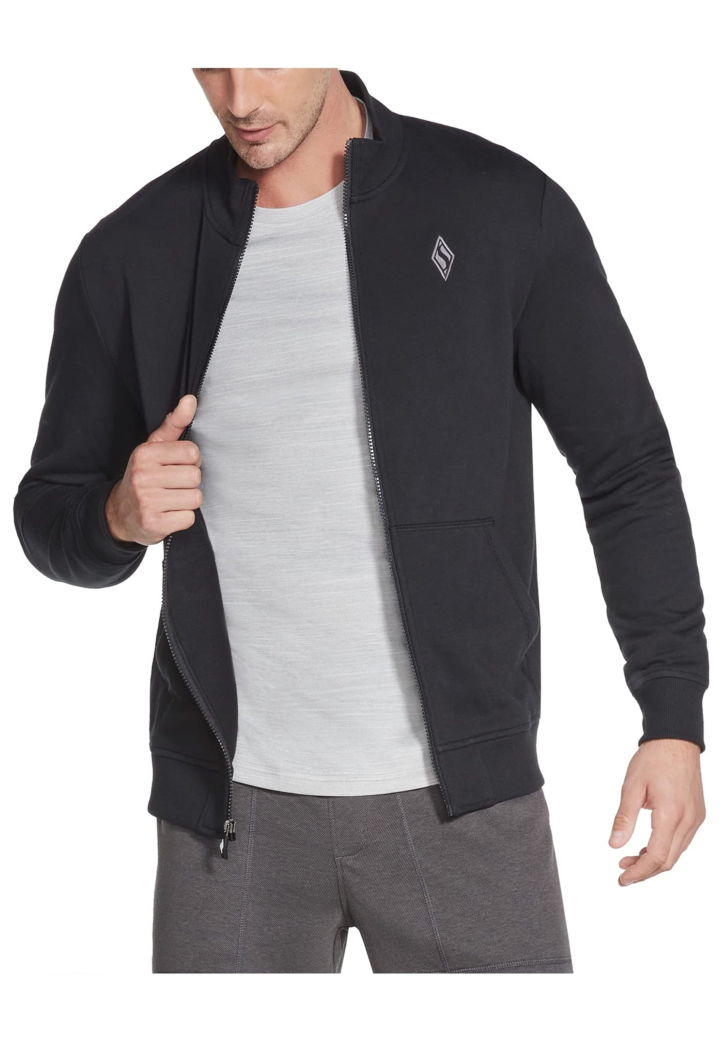 Skechers Men's Hoodless Hoodie, Bold Black, Medium