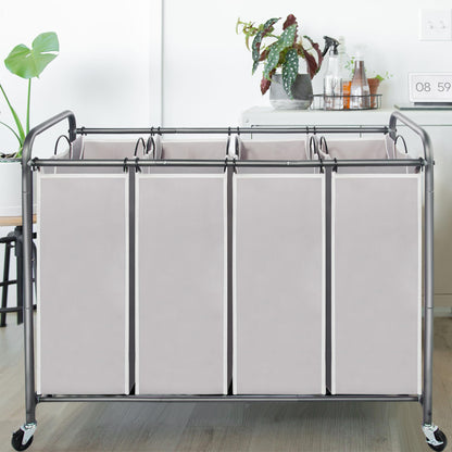 Laundry Sorter Hamper with Wheels and 4 Sections