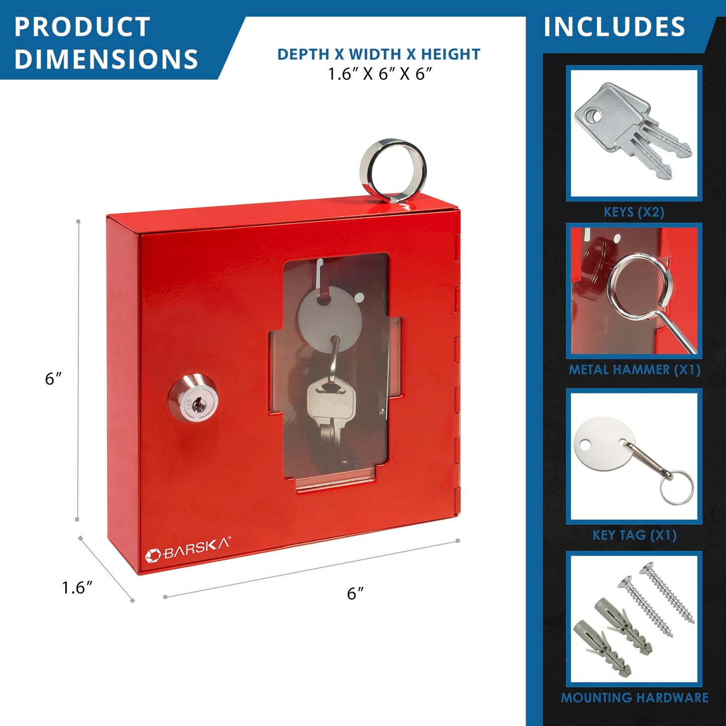 BARSKA Small Breakable Emergency Key Box, Red