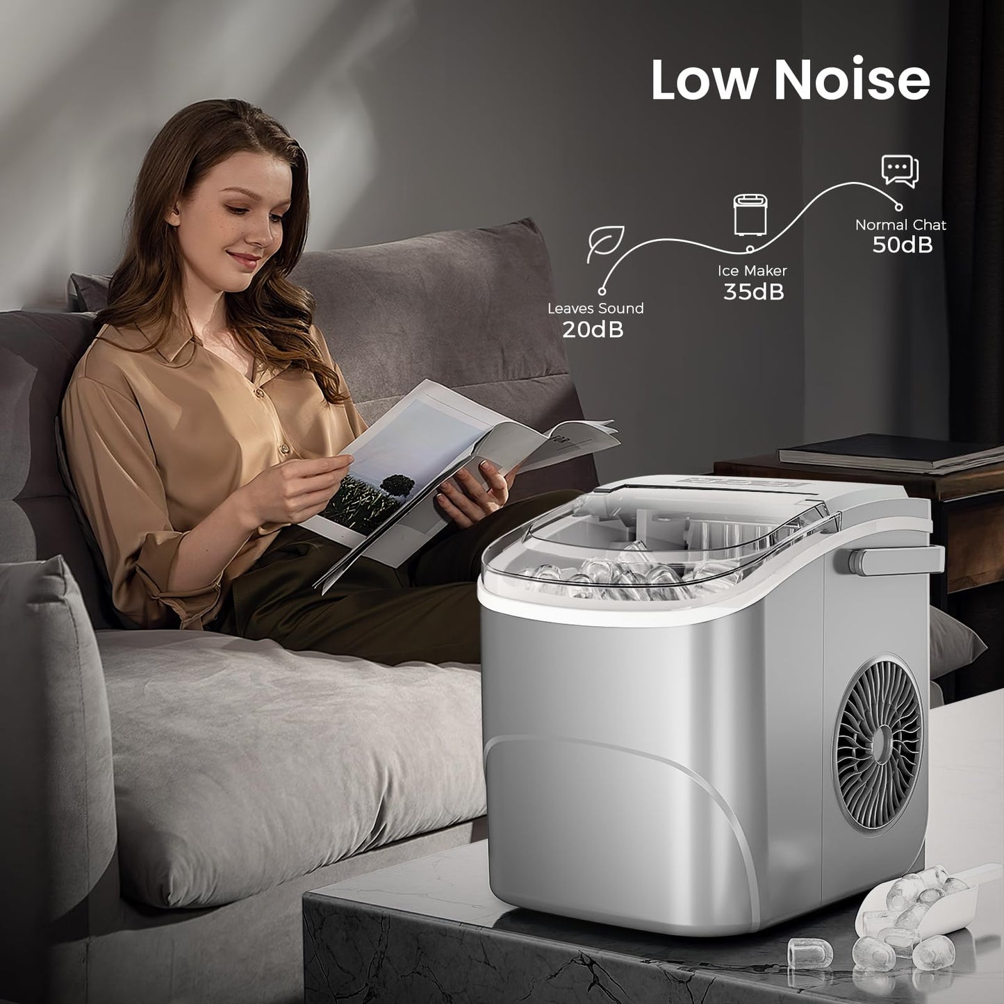 AGLUCKY Portable Ice Maker with Self-Cleaning