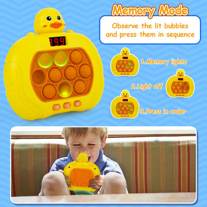 Fast Push Game, Pop Light Up Game Toys Upgraded Version with Game Clearance LED Screen, Handheld Puzzle Game Fast Push Bubble Game, Autism Sensory Toys Mini Games, Fidget Toy for Kids (Yellow Duck)
