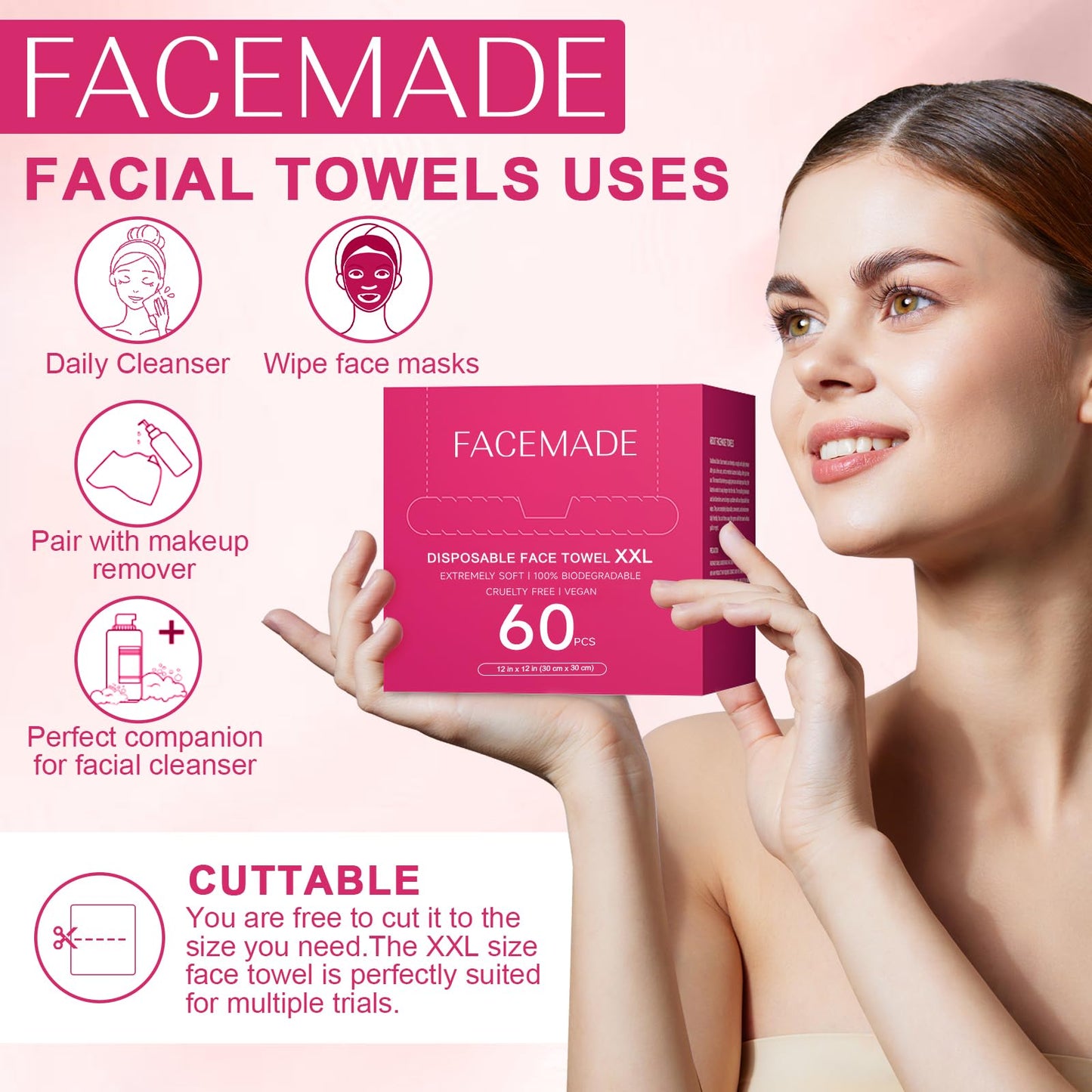 FACEMADE 60 Ct Soft Biobased Face Towels