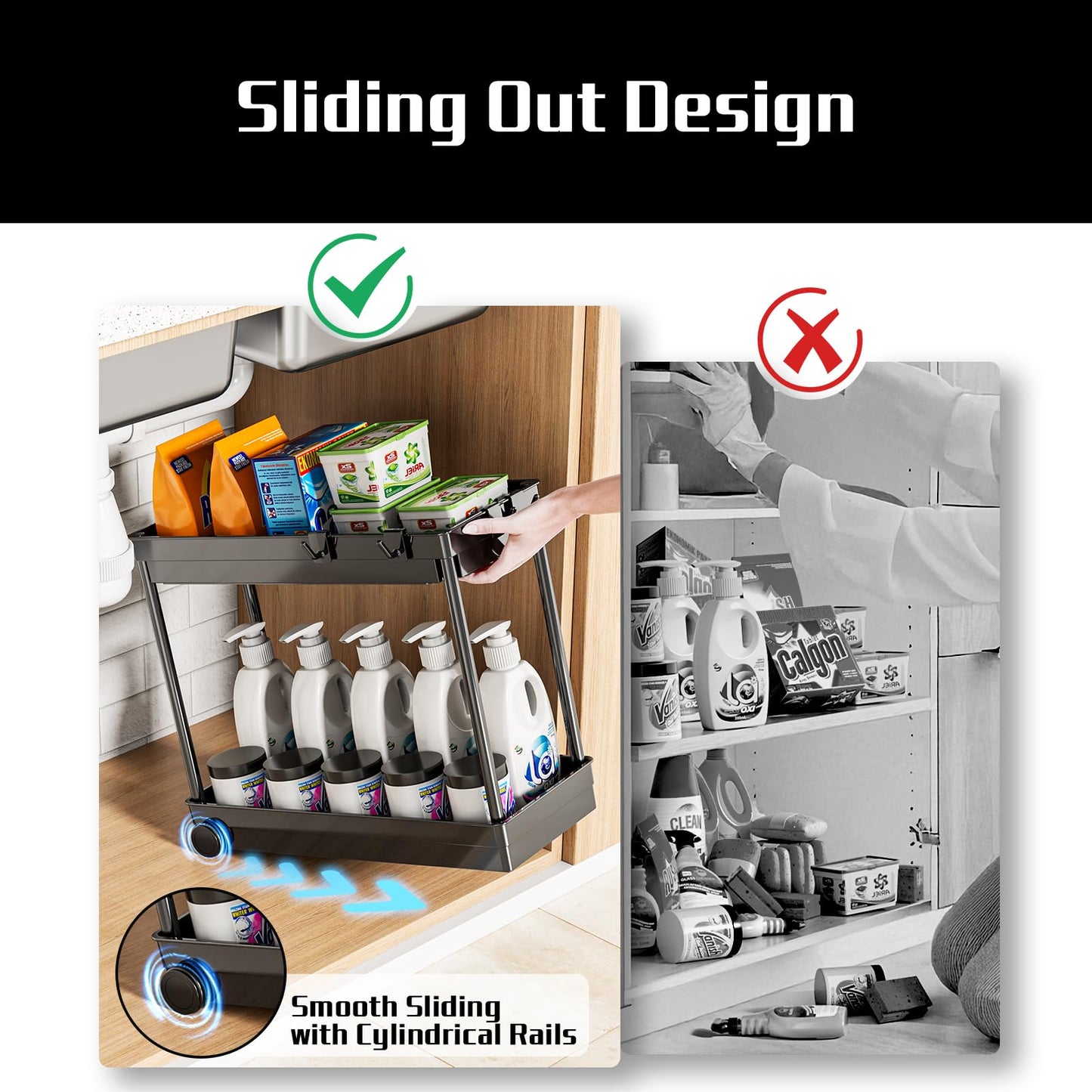2 Pack Under Sink Organizer for Bathroom Storage