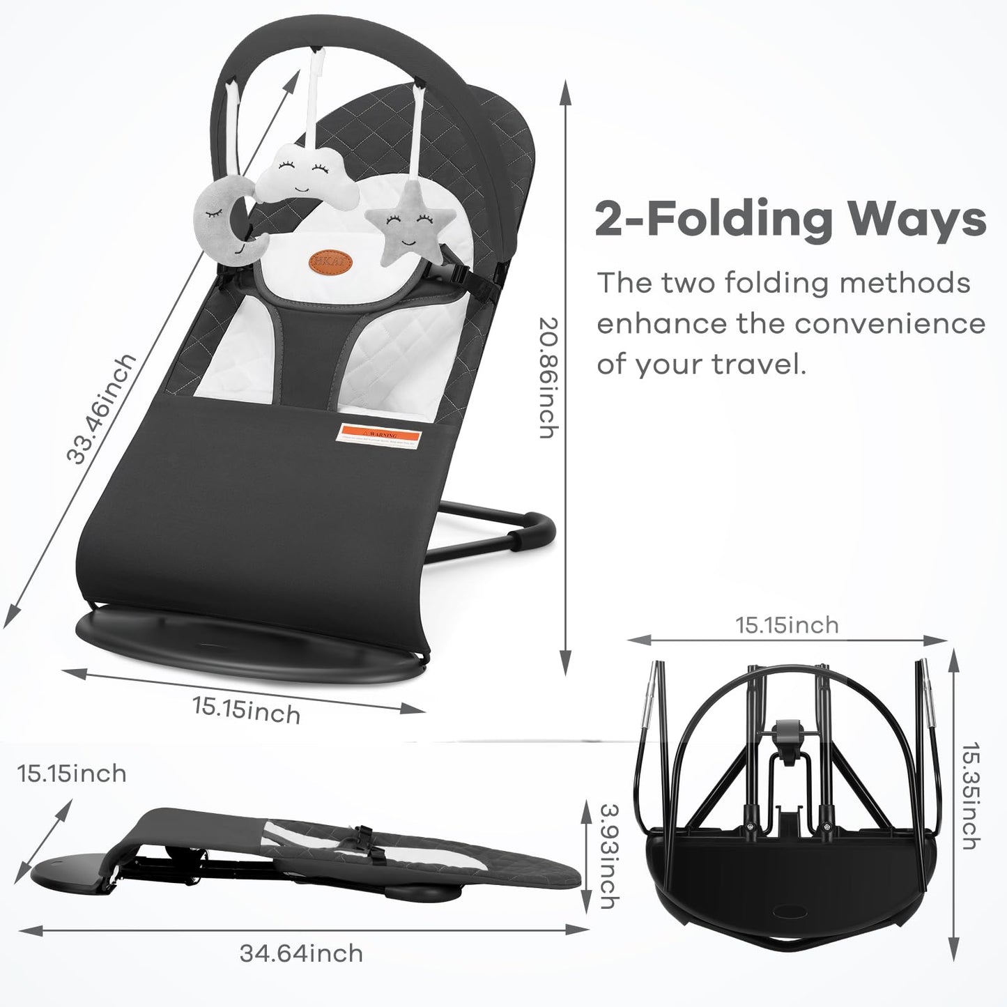 Portable Baby Bouncer Seat for Infants 0-18 Months