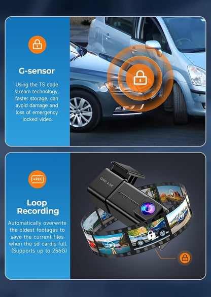 E-YEEGER 2.5K WiFi Dash Cam with Night Vision