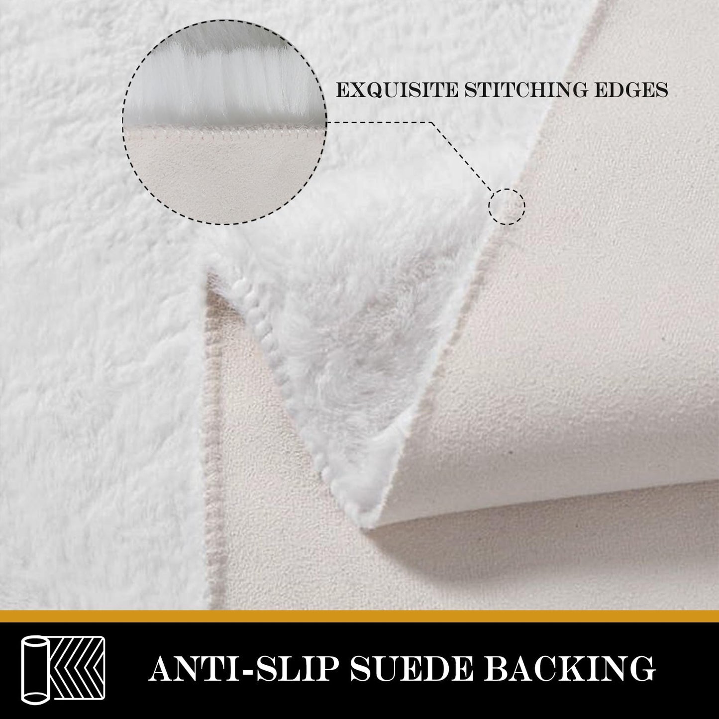 White Faux Fur Area Rug 4x6 for Bedroom