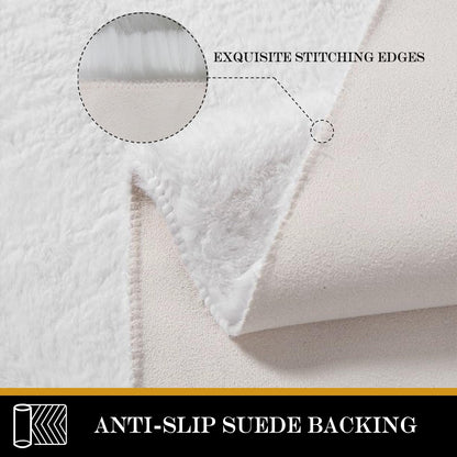 White Faux Fur Area Rug 4x6 for Bedroom