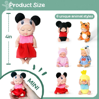 6 Sets Mini Reborn Baby Dolls for Kids