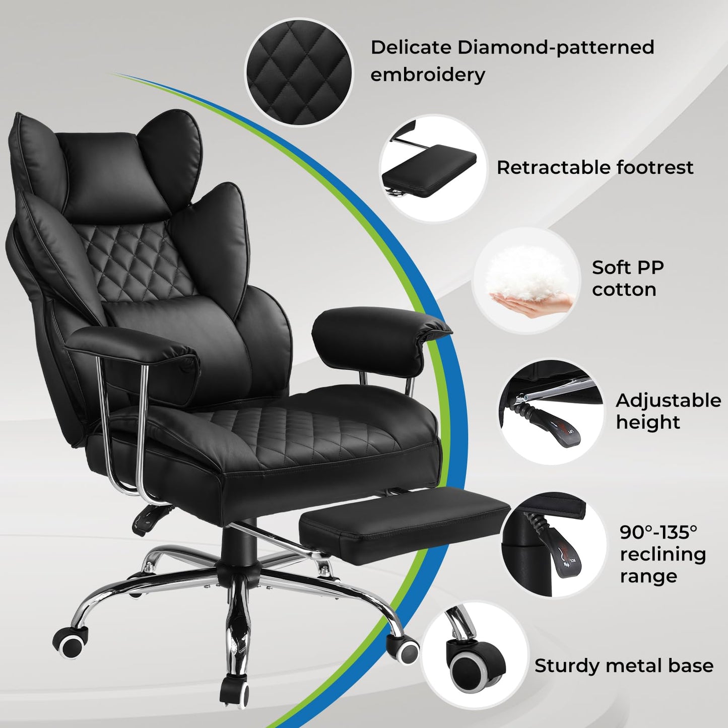 GTRACING Ergonomic Gaming Office Chair with Footrest