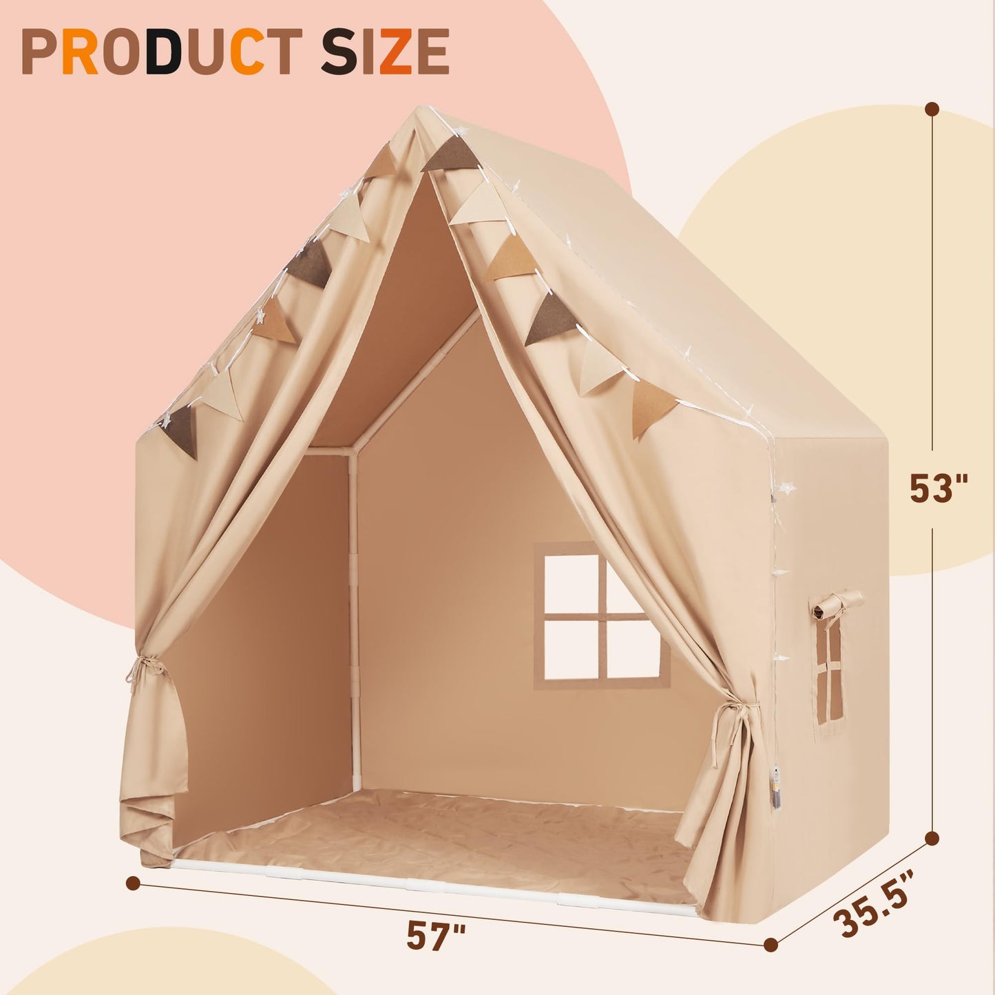 Kids Indoor Play Tent with LED Lights