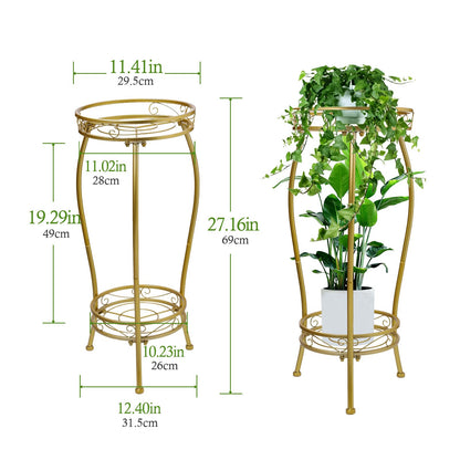 Tall Black Metal Plant Stand 2 Tier Heavy Duty