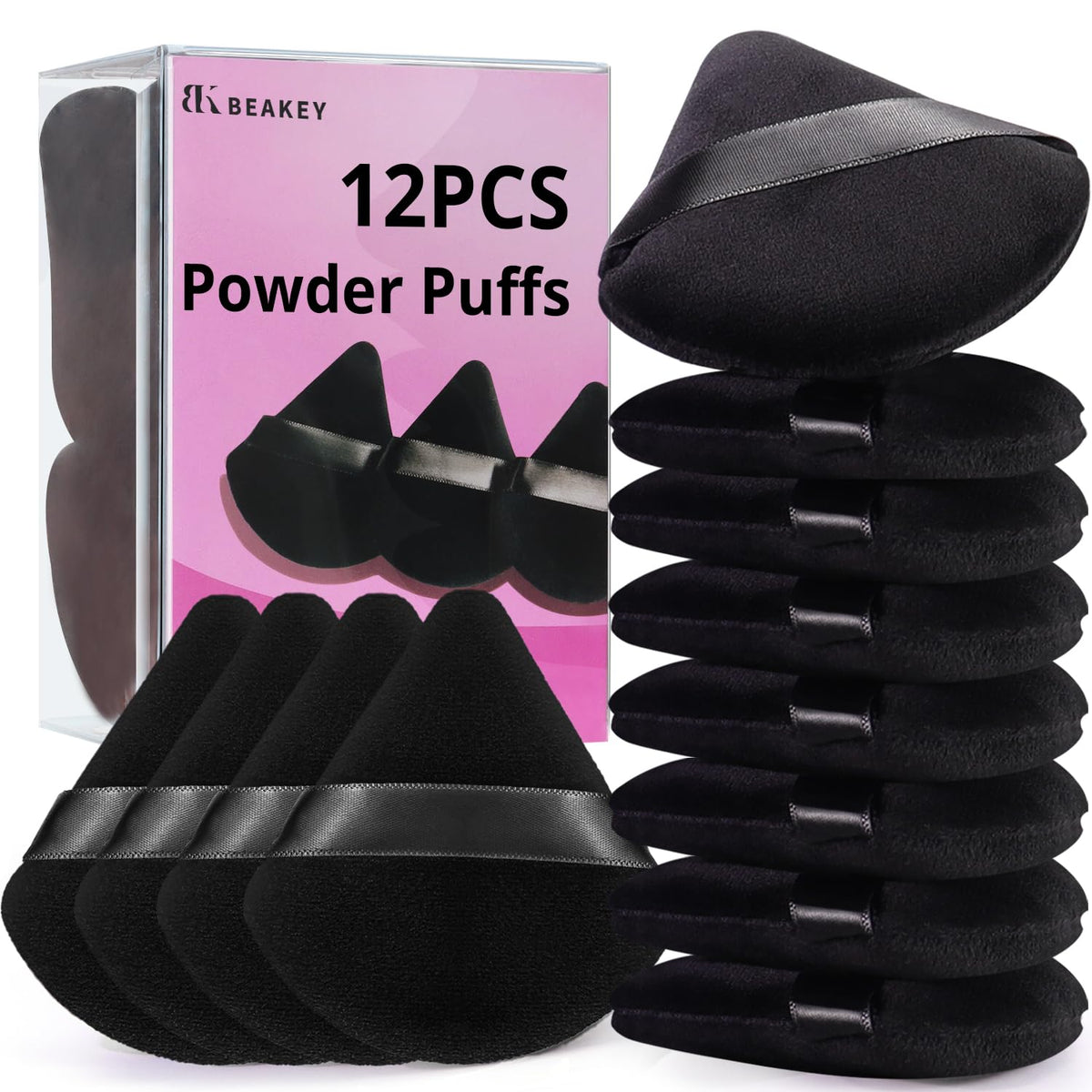 12 Pack Velvet Triangle Makeup Powder Puffs