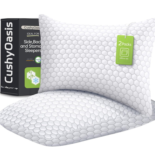 2 Pack CushyOasis Adjustable Memory Foam Pillows