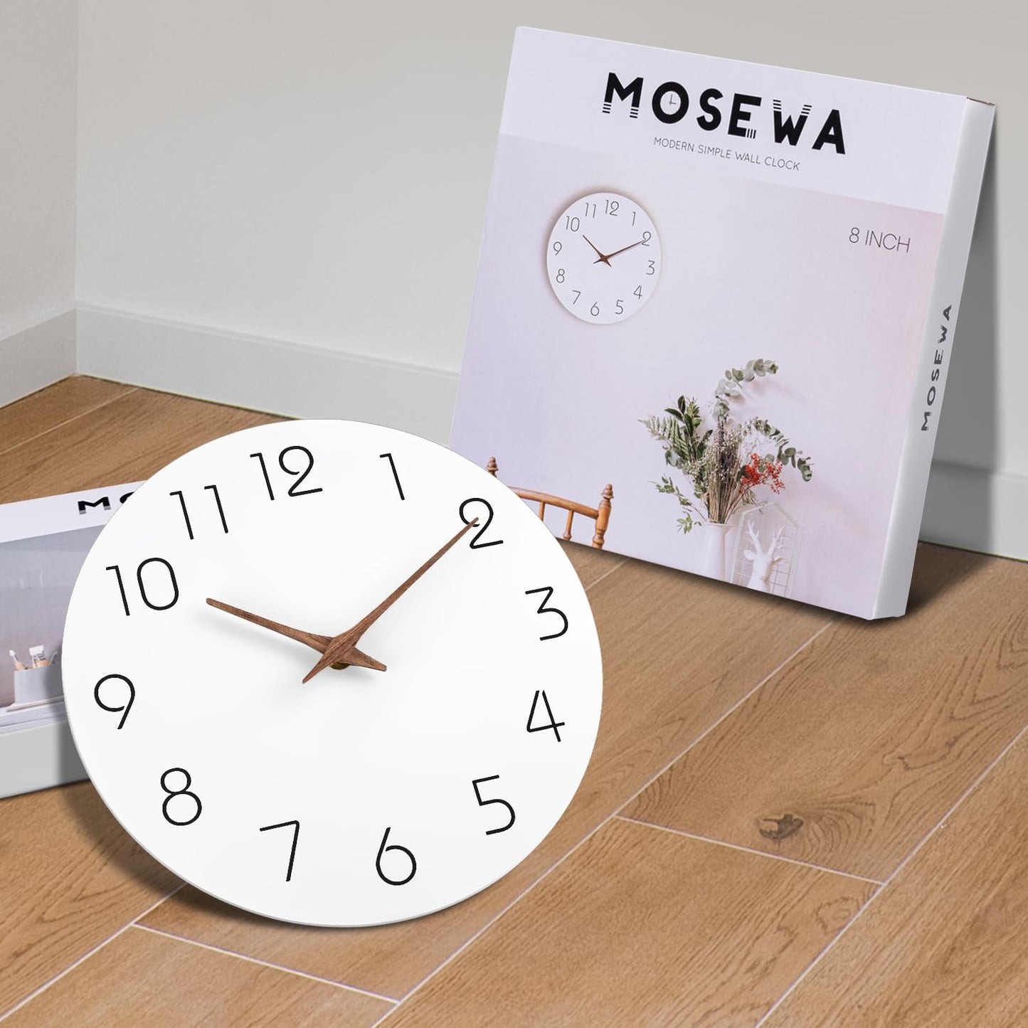 8 Inch Silent Wall Clock by Mosewa