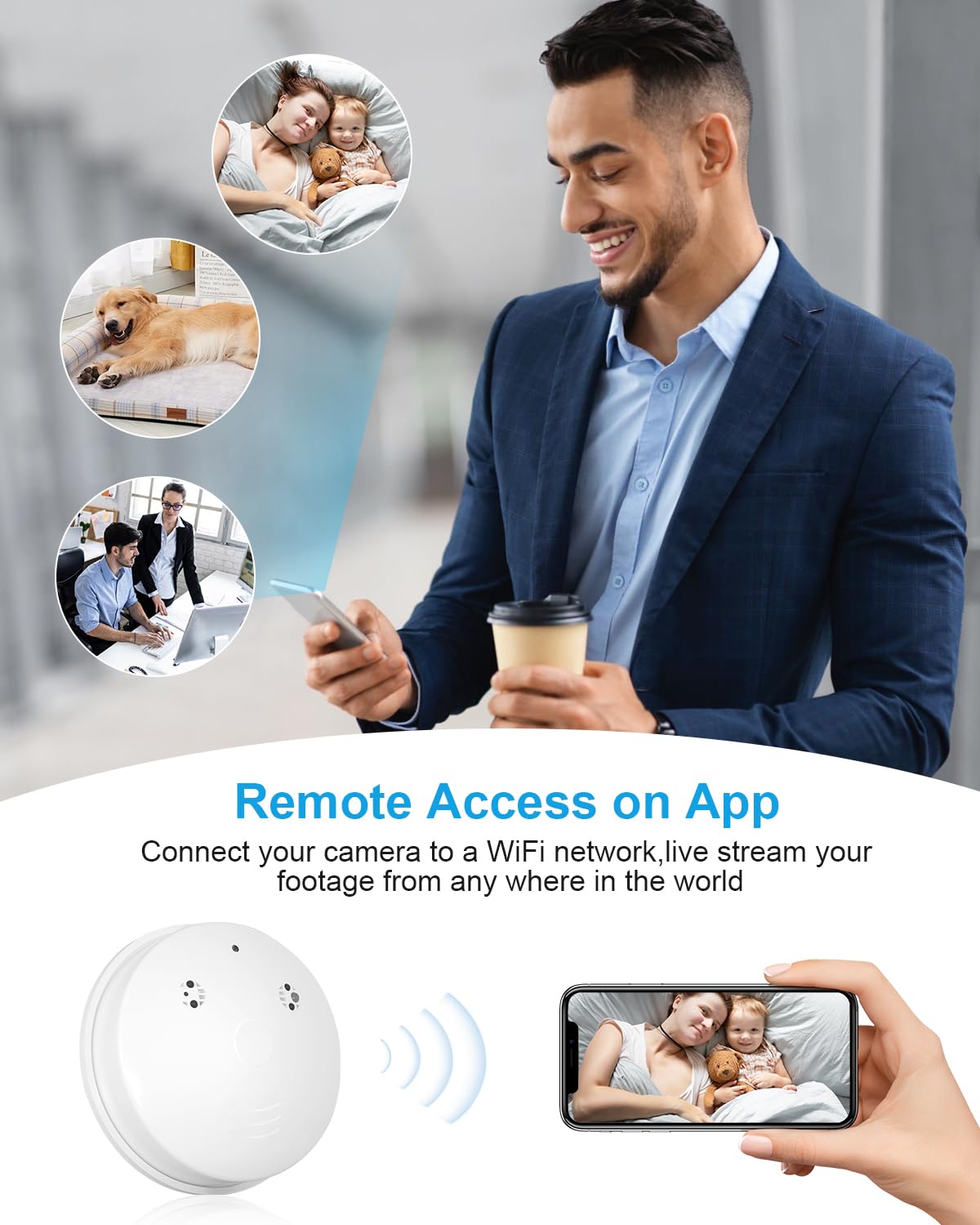 WiFi 1080P Smoke Detector Hidden Camera
