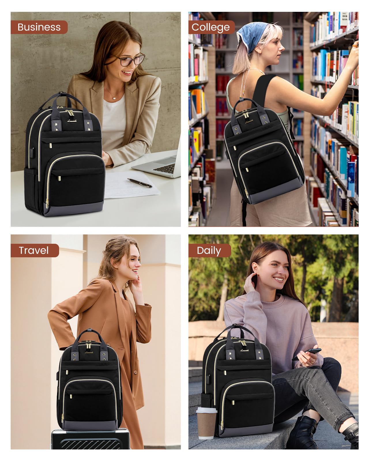 LOVEVOOK Anti-Theft Laptop Backpack for Men & Women
