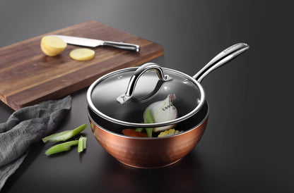 All in One Pan 10-Piece Non Toxic Cookware Set,Non Stick Pots and Pans with Diamond-Infused Coating, Includes Induction Safe Aluminium Kitchen Pans and Pots Set with Glass Lids