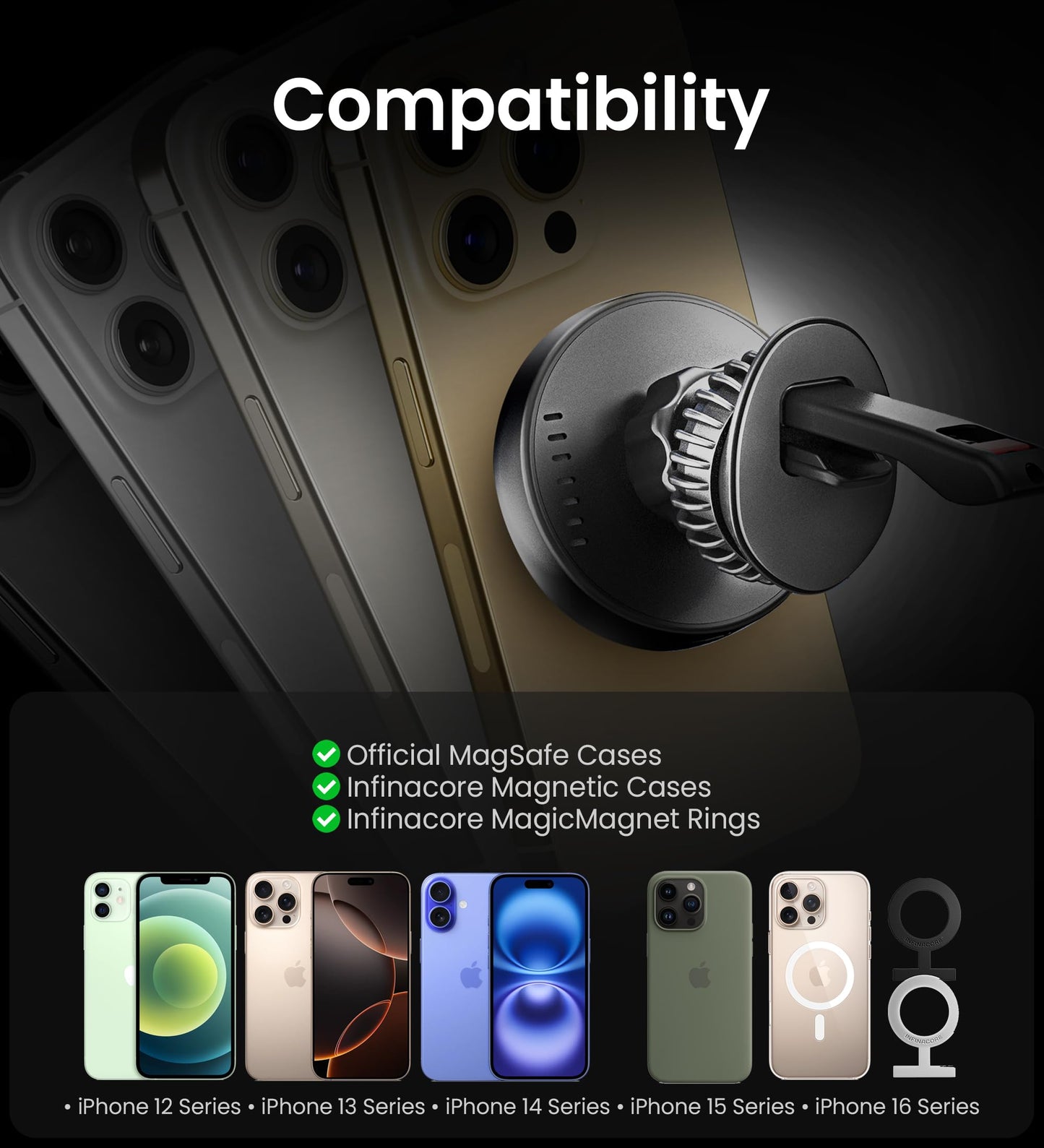 15W MagSafe Wireless Car Charger by InfinaCore