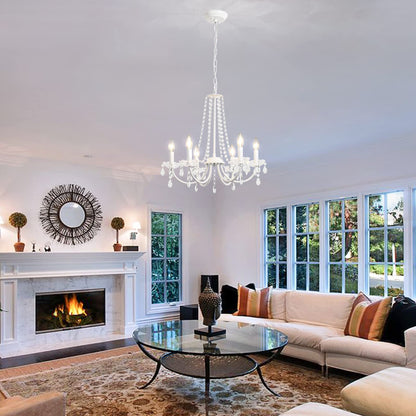 YLCHYTDZSW Chandelier for Bedroom 6-Light White Chandelier Crystal Chandeliers Modern Small Chandelier Light Fixture for Girls Bedroom Foyer Entryway Living Room