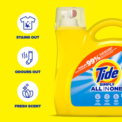 Tide Simply Liquid Laundry Detergent, Refreshing Breeze, 168 oz, 128 Loads