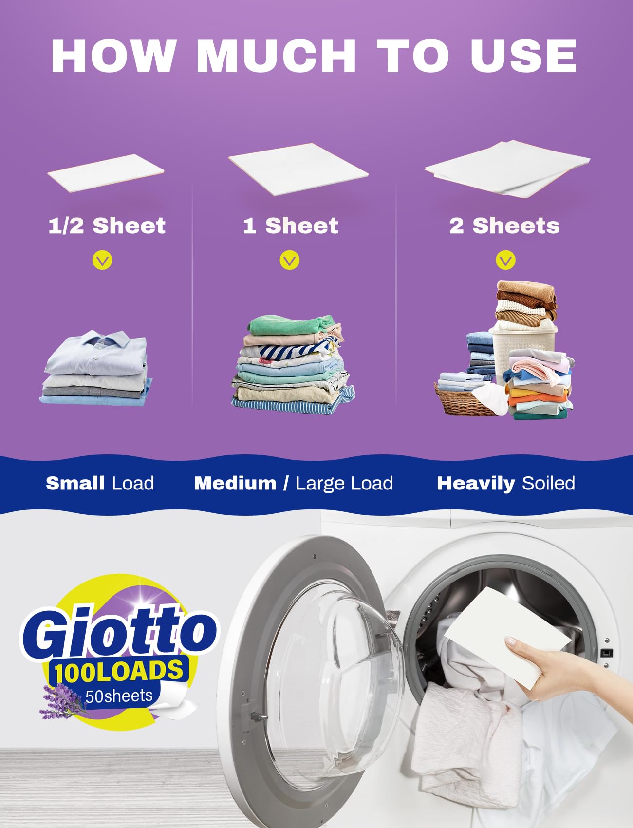 Giotto Eco-Friendly Laundry Detergent Sheets, Lavender