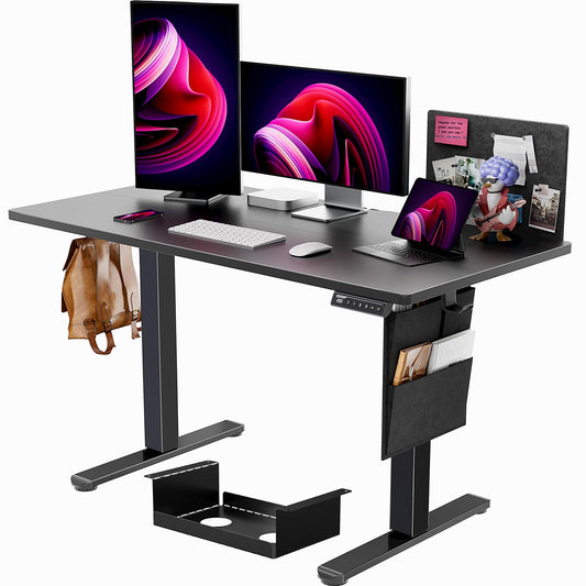 ErGear Electric Adjustable Height Standing Desk with Storage Bag,48 x 24 Inches Sit Stand Desk, Memory Computer Home Office Desk with Cable Management Tray,DIY Bulletin Board (Black)