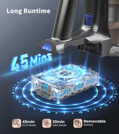 NADALY Cordless Vacuum Cleaner with 45min Runtime