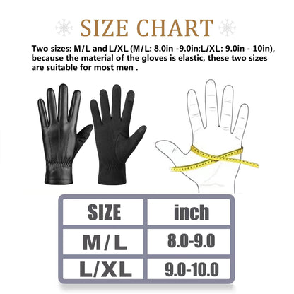 alqqas Winter Fashion Leather Gloves for Men, Finger Touchscreen Texting Wool Lined Warm Windproof Suede Driving Gloves