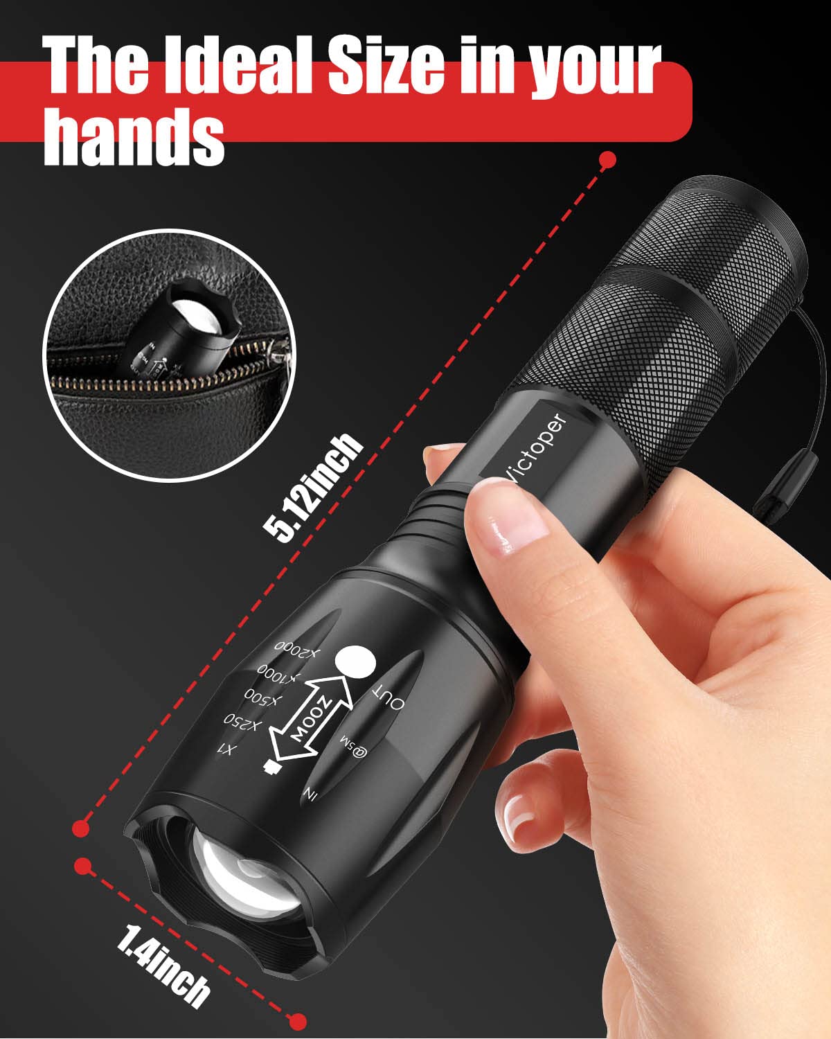 Victoper 2-Pack 3500 Lumens Tactical Flashlight