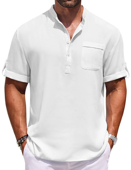 Men's Casual Short Sleeve Henley Shirt