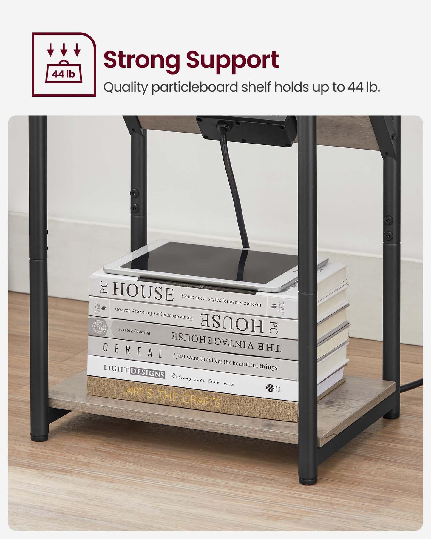 Set of 2 VASAGLE Side Tables with Charging Station