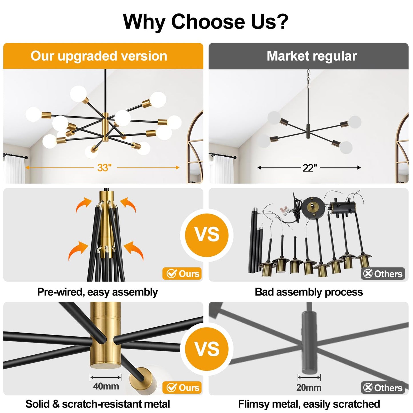 12-Light Sputnik Chandelier for Dining Room