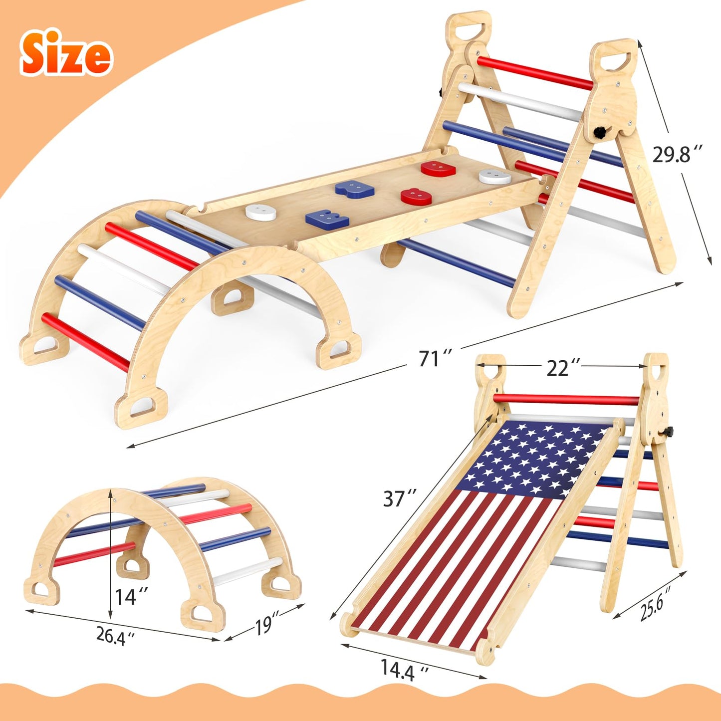 Wooden Montessori Climbing Triangle Set for Kids