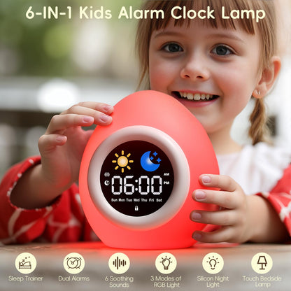 Kids Alarm Clock with Night Light & Sounds