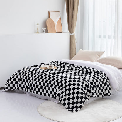 LOMAO Flannel Throw Blanket, Checkerboard Pattern