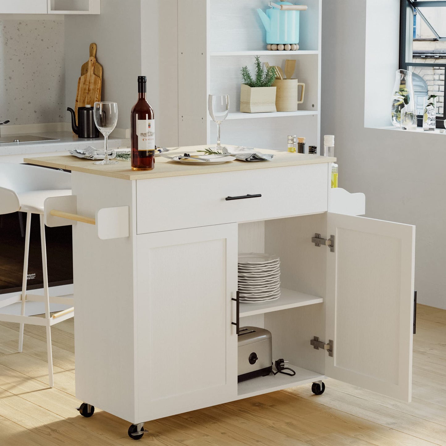 IRONCK Rolling Kitchen Island Cart with Storage