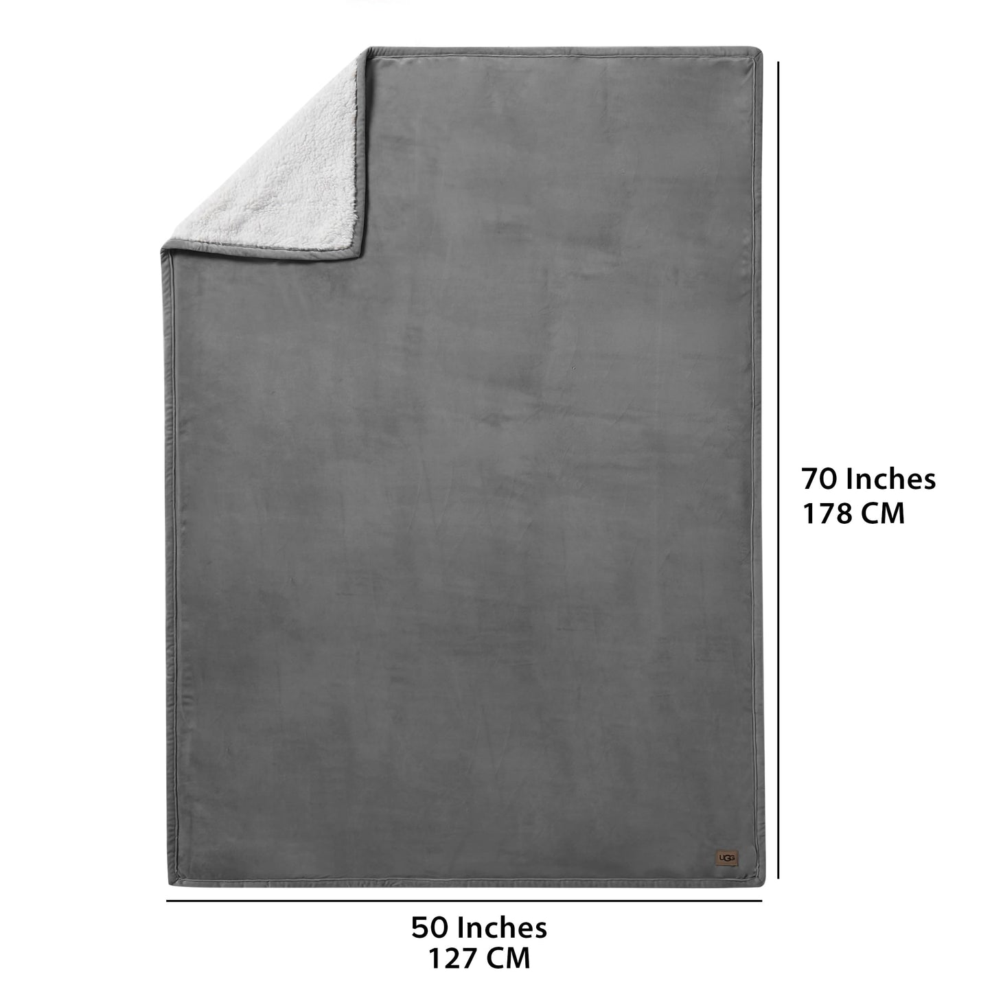 UGG 23858 Bliss Luxurious Oversized All Season Soft Plush Hypoallergenic Flannel Fleece Blanket Double Sided Machine Washable Decorative Accent Throw for Comfort and Warmth, 70 x 50-Inch, Charcoal