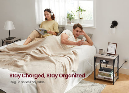 Set of 2 VASAGLE Side Tables with Charging Station