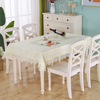 ZHUIDUSI Lace Tablecloth Rectangular Summer Fall Flower Decor Macrame Tablecloth for Dining-Room|Kitchen Party|Outdoor|Holiday Dinner (Beige, Rectangle/Oblong 60 in x 120 in)