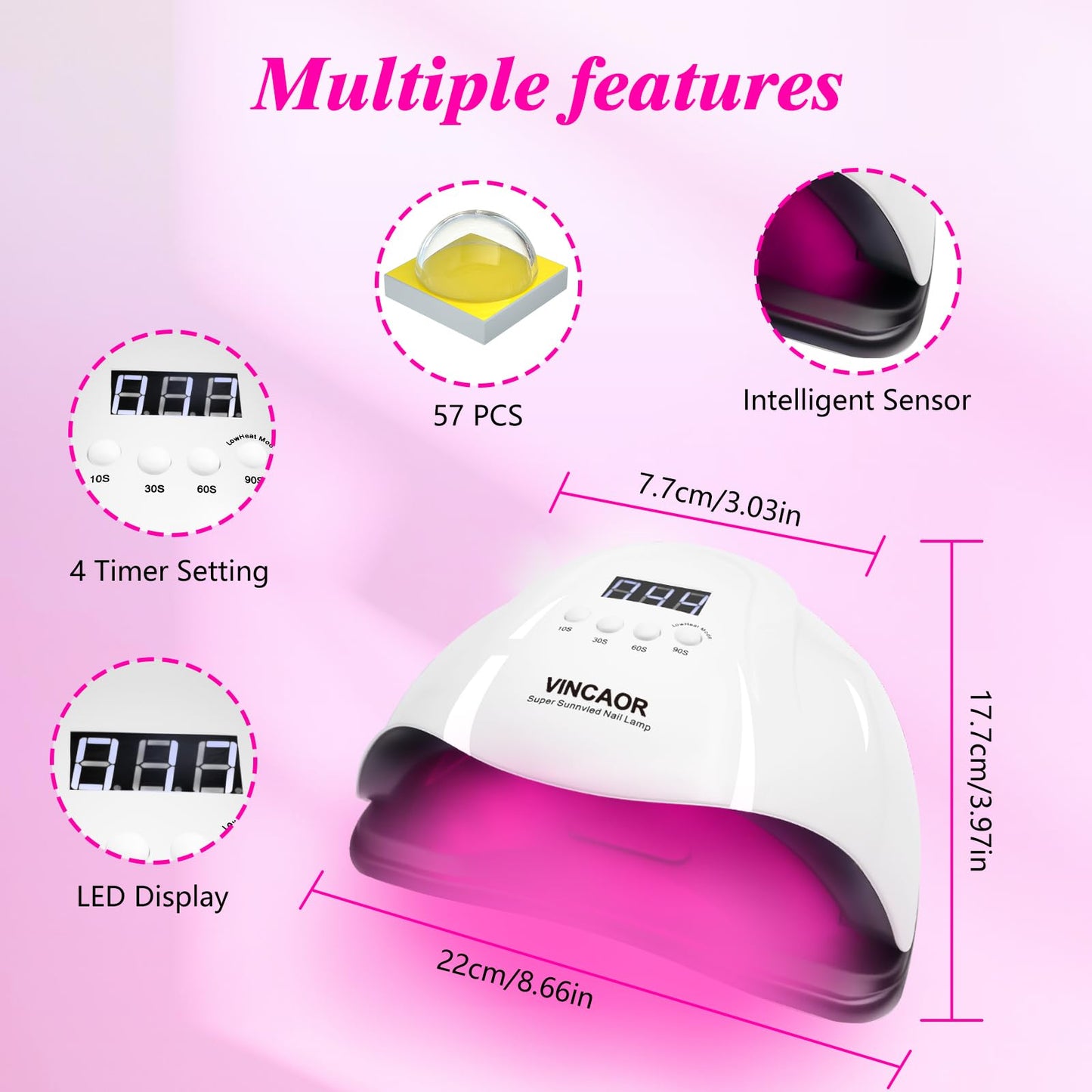 180W UV Gel Nail Dryer with 4 Timer Settings