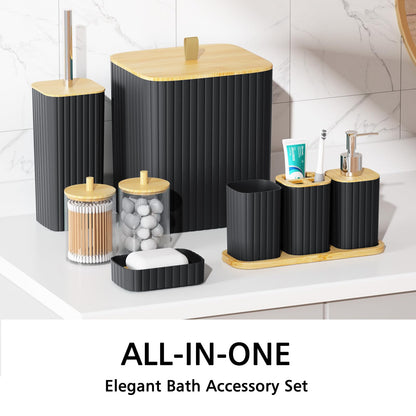 22PCS Black Bathroom Accessories Set with Curtain