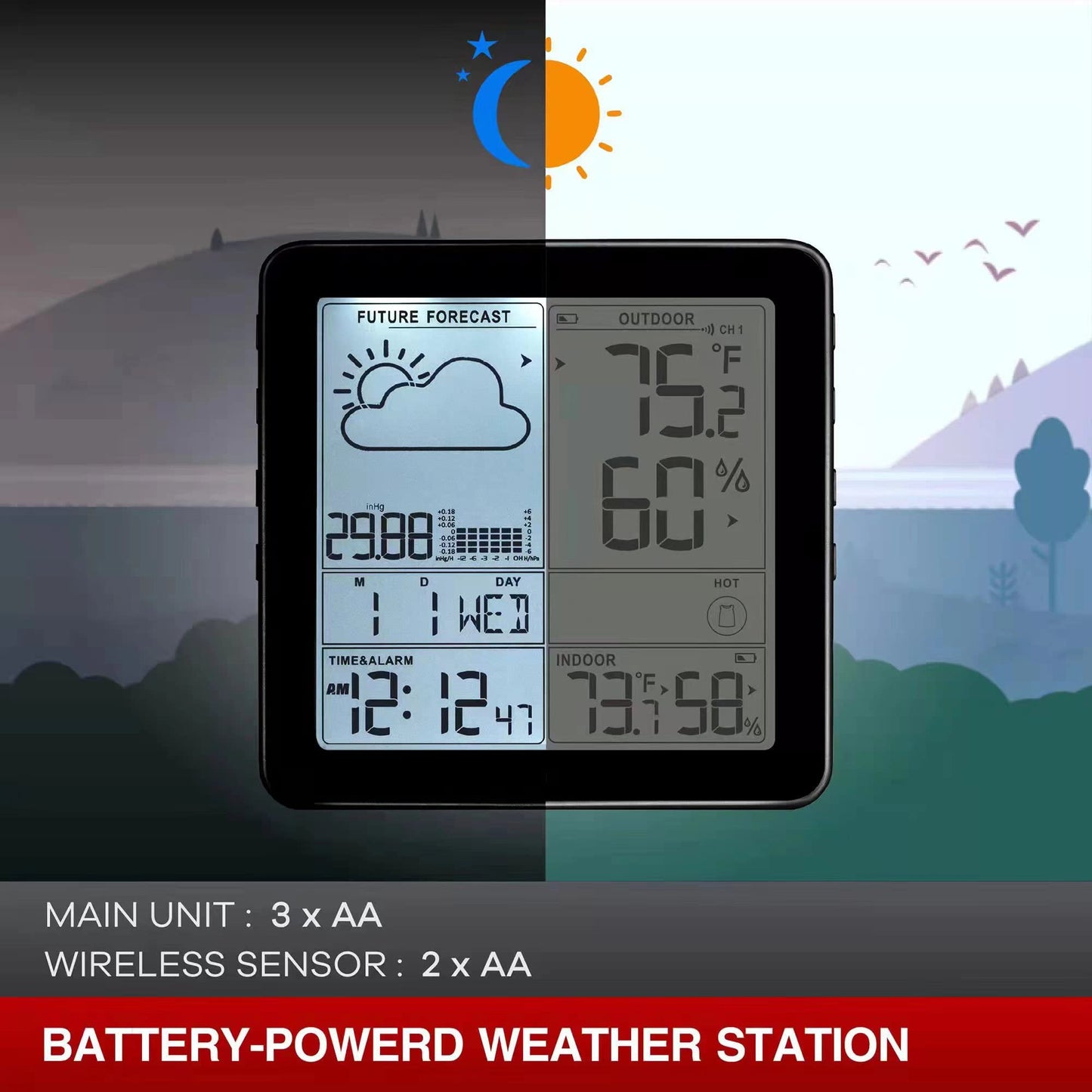 Wittime Wireless Weather Station with Atomic Clock