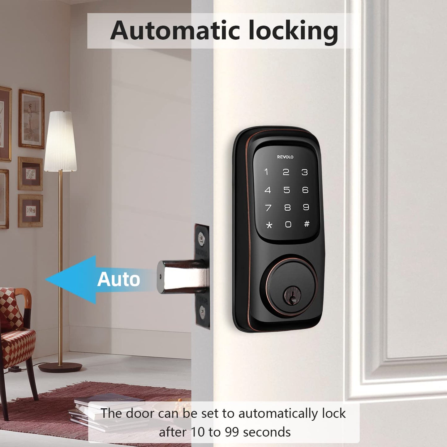 Revolo Keyless Touchscreen Deadbolt Lock, Oil-Rubbed Bronze