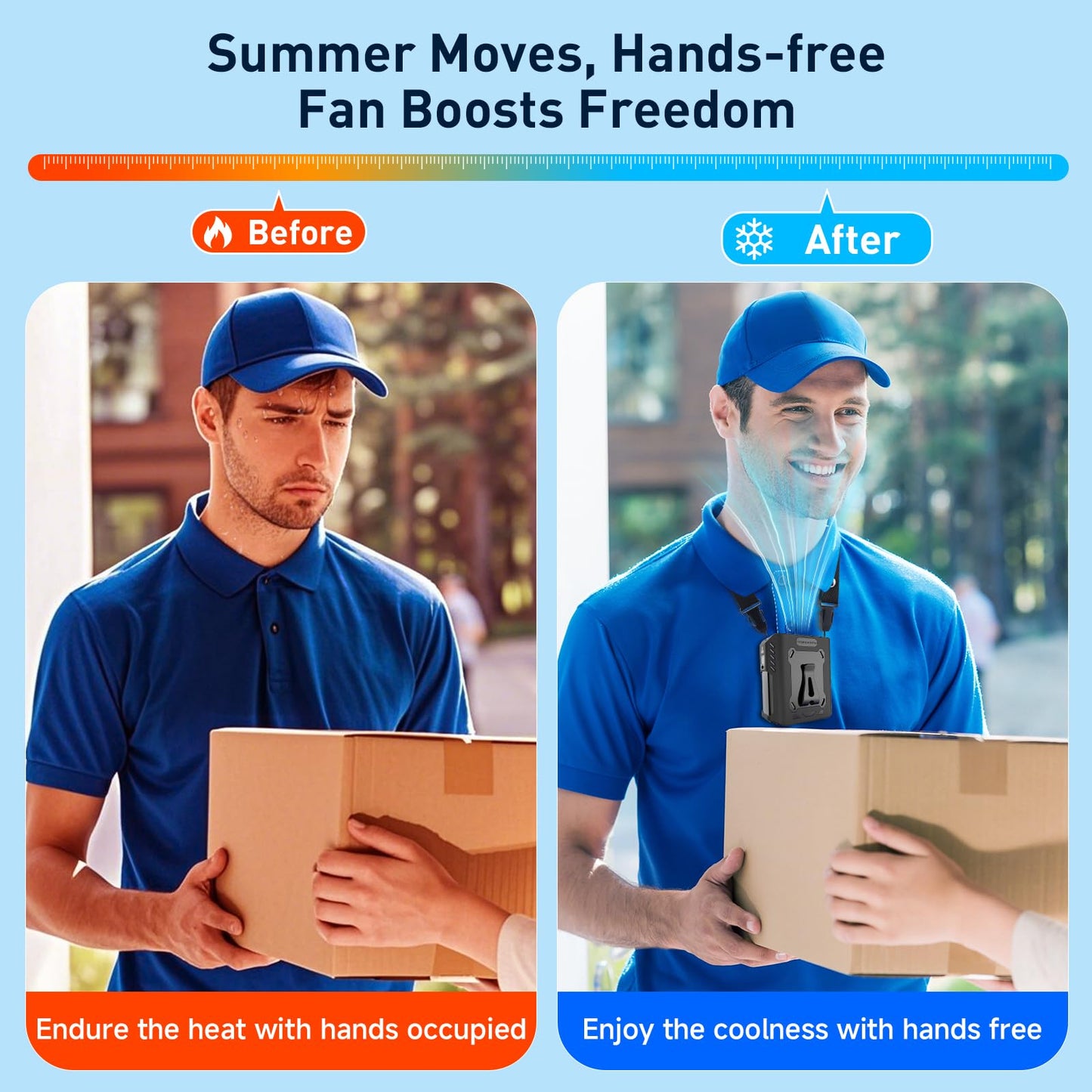 Portable Waist Fan, Rechargeable Hands-Free Neck Fan