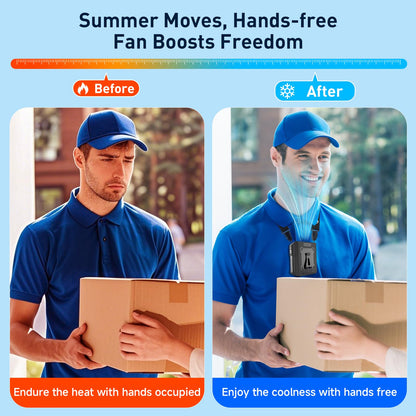 Portable Waist Fan, Rechargeable Hands-Free Neck Fan