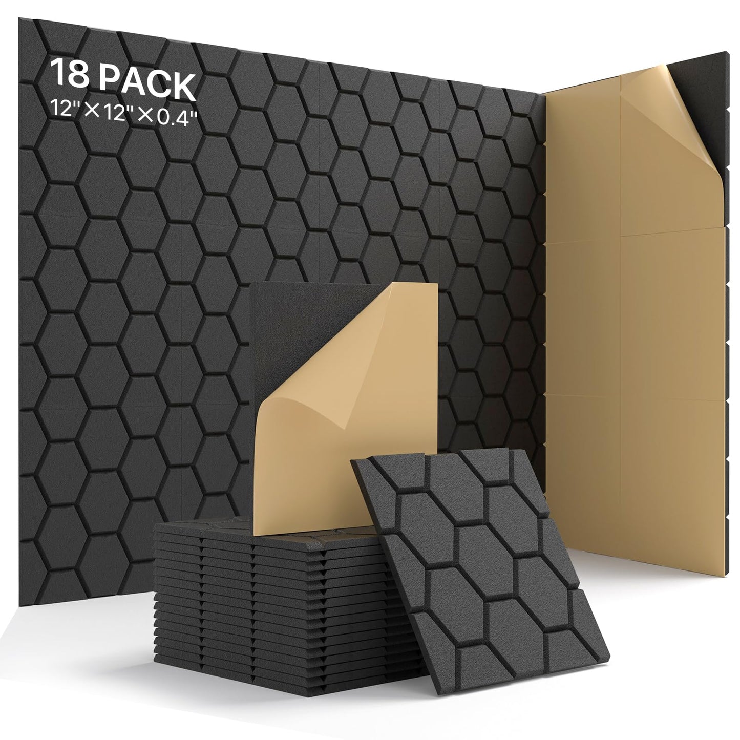 Acoustic Soundproof Foam Panels 18 Pack 12"x12"
