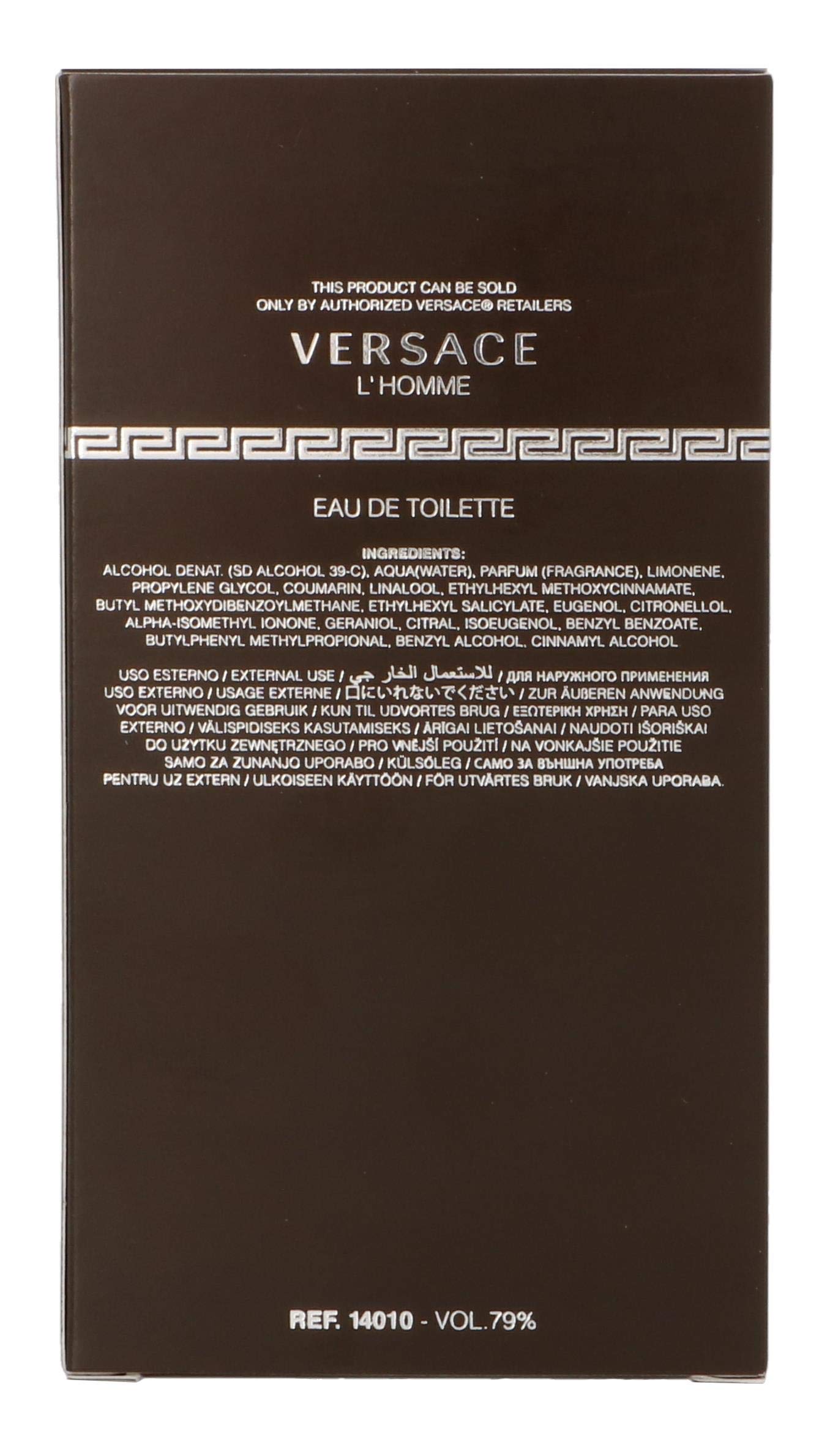 Versace L'Homme 3.4 oz Eau de Toilette Spray