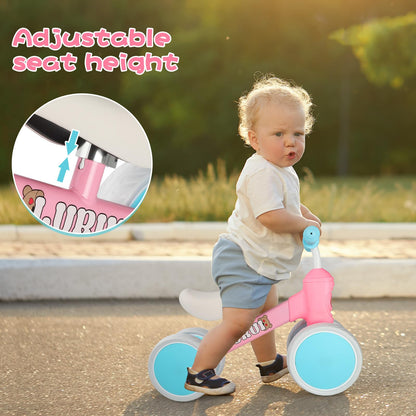 Baby Balance Bike for 1 Year Old Boys Girls 10-24 Month Toddler Balance Bike,Infant First Walking Bike,Toddler Training Bike,No Pedal 4 Silence Wheels,First Birthday Gifts (Pink)