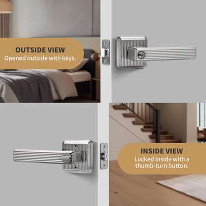 Heavy Duty Keyed Entry Door Handle - Satin Nickel