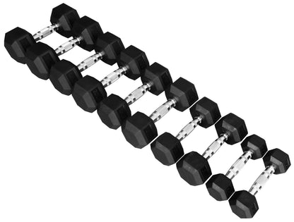 Rubber Encased Hex Dumbbell Set by Fitvids